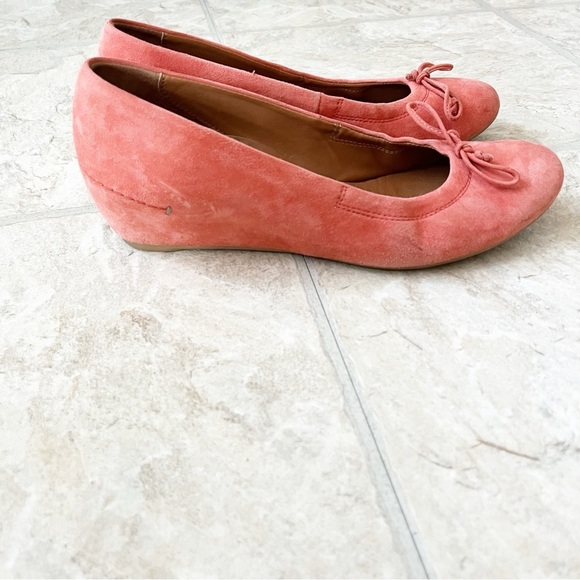 PAUL GREEN Munchen Coral Orange Pink Suede Wedge Sandals Shoes Size US Women’s 7 - Picture 4 of 12